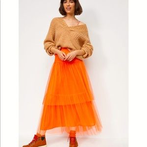 Anthropologie Evelyn Tulle Midi Skirt